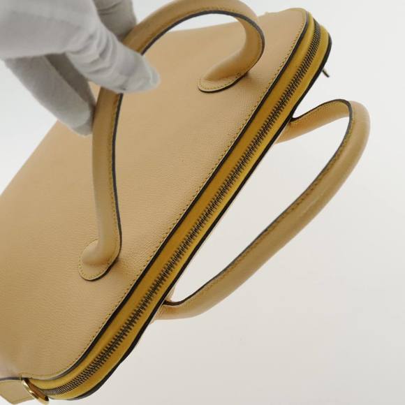 CELINE Hand Bag Leather Yellow Gold Auth 94782 - Picture 6 of 16